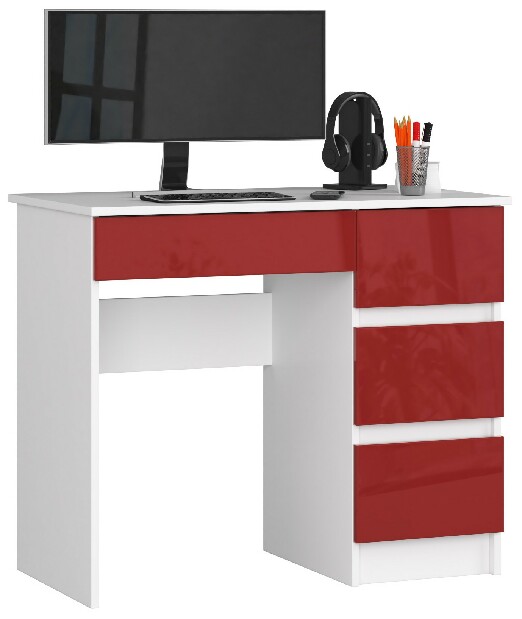 PC stolík Benicio II (biela + červený lesk) (P)