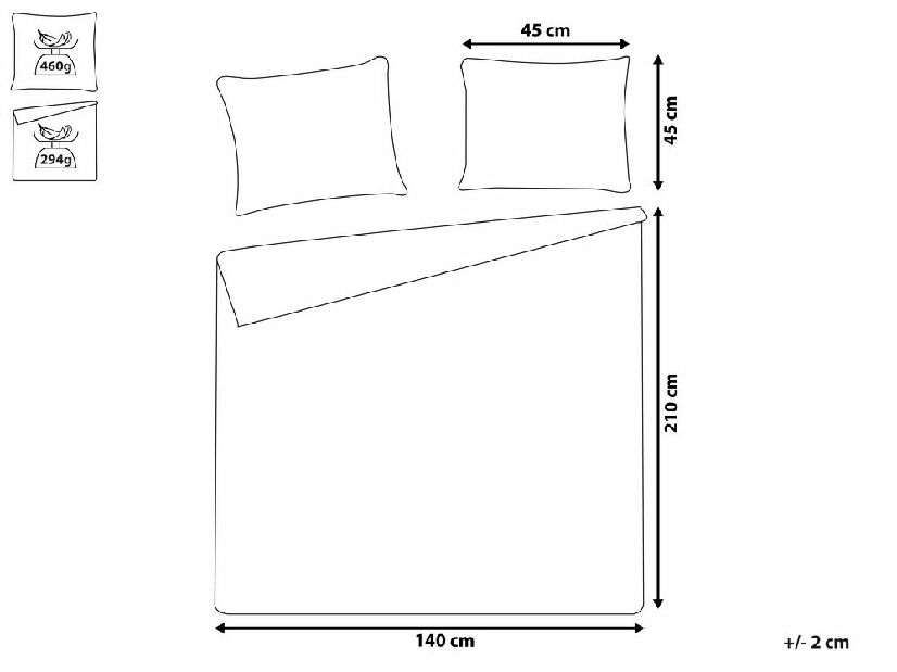 Súprava prehozu na posteľ a 2 vankúšov 140 x 210 cm Rockdale (hnedá) 