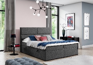 Kontinentálna posteľ 165 cm Alyce (tmavosivá) (s matracmi)