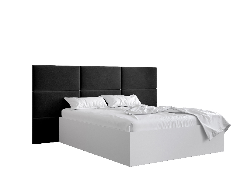 Manželská posteľ s čalúneným čelom 160 cm Brittany 2 (biela matná + čierna) (s roštom)