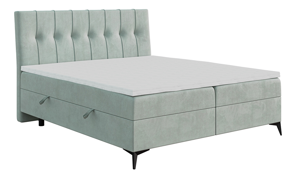 Kontinentálna posteľ 180 cm Leny (mätová) (s matracom a úl. priestorom)