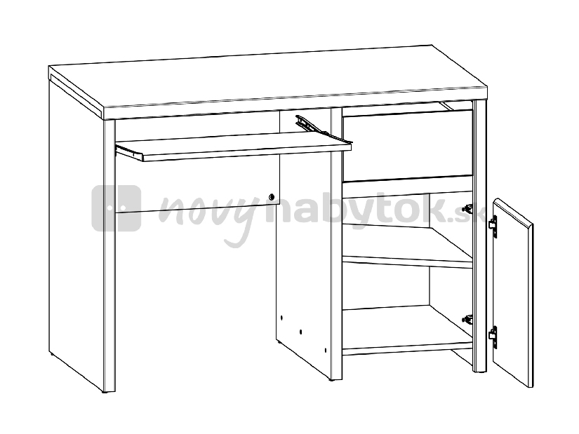 PC stolík BRW Kaspian BIU1D1S/120 (wenge + lesk biely) *výpredaj