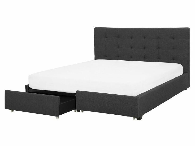 Manželská posteľ 160 cm ROLLA (s roštom a úl. priestorom) (tmavosivá)