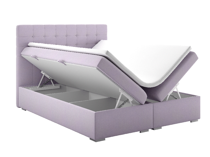 Manželská posteľ Boxspring 160 cm Clady (svetlofialová) (s úložným priestorom)