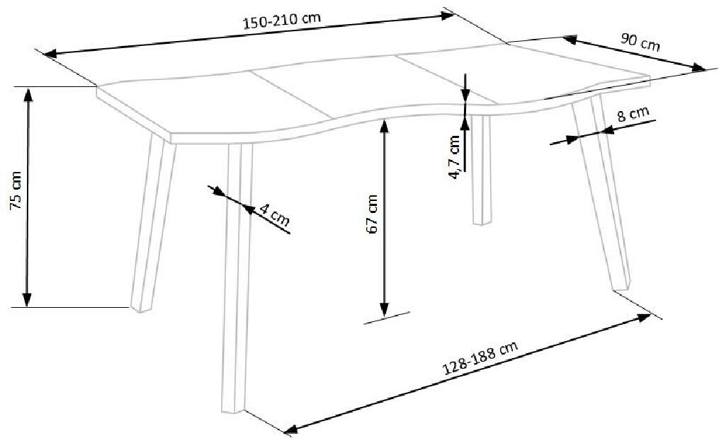 Rozkladací jedálenský stôl 150-210 cm Delisa (čierna) (pre 6 8 osôb)