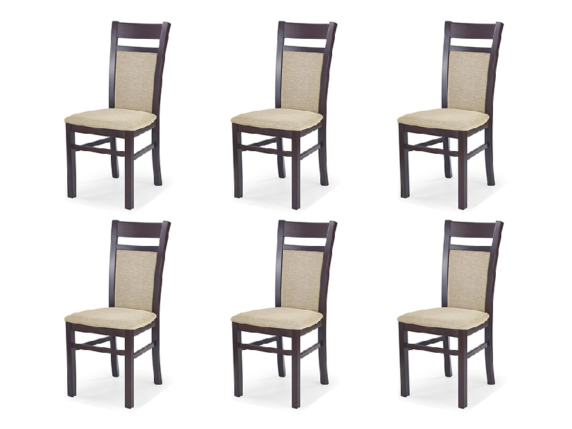 Set 6 ks. jedálenských stoličiek Gerard 2 (orech tmavý + béžová) *výpredaj
