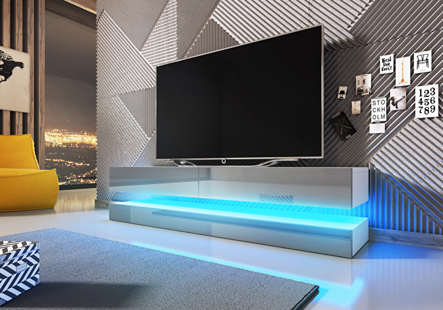 TV stolík Fly (sivý lesk) (LED osvetlenie) *výpredaj