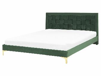 Manželská posteľ 160 cm LIMO (polyester) (tmavozelená) (s roštom)