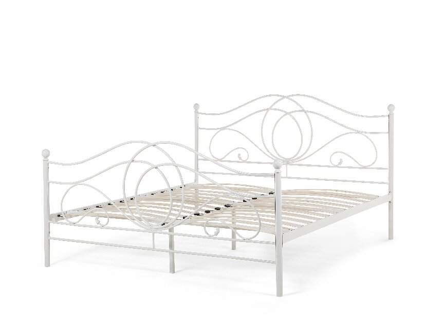 Manželská posteľ 180 cm LAURA (s roštom) (biela) *bazár