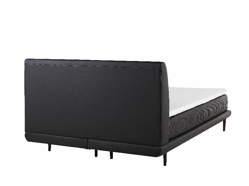 Kontinentálna posteľ 160 cm MADOM (syntetická koža) (čierna) (s roštom a matracom)