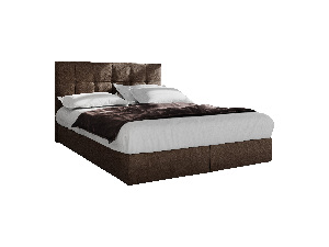 Manželská posteľ Boxspring 160 cm Porto Comfort (tmavohnedá) (s matracom a úložným priestorom)