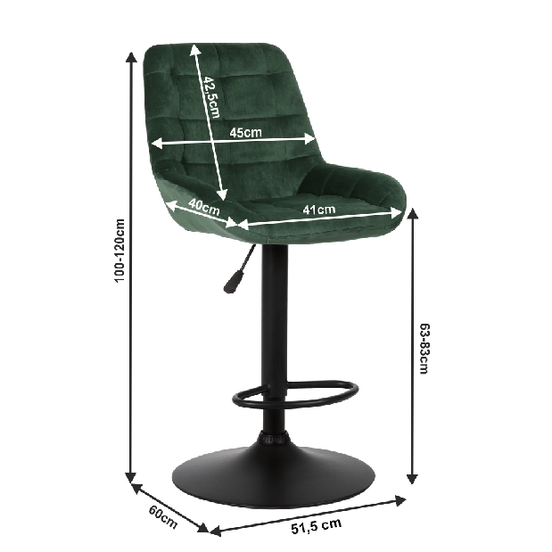 Set 2 ks barových stoličiek Clota (zelená) *výpredaj