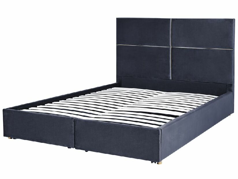 Manželská posteľ 180 cm Vissarion (čierna) (s roštom a úložným priestorom)