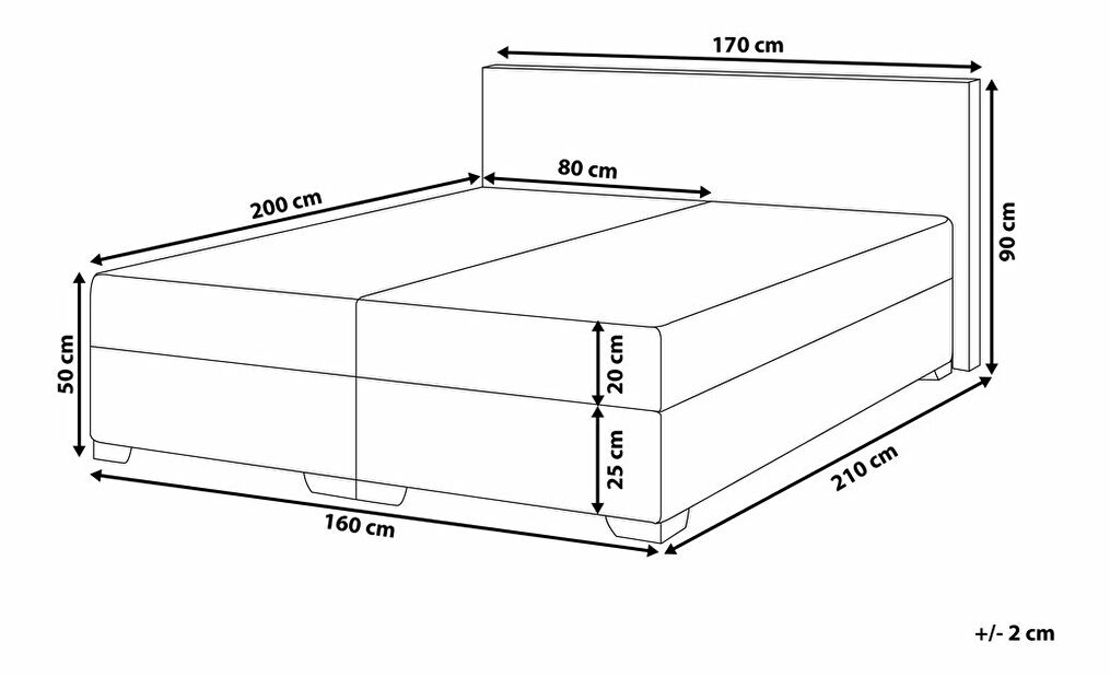 Kontinentálna posteľ 160 cm PREMIER 2 (s matracmi) (sivá)
