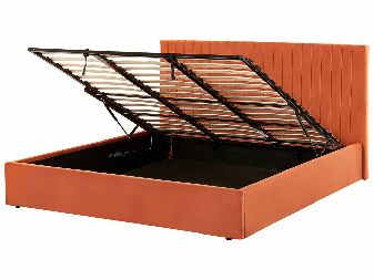 Manželská posteľ 180 cm Vakarine (oranžová) (s roštom a úložným priestorom)