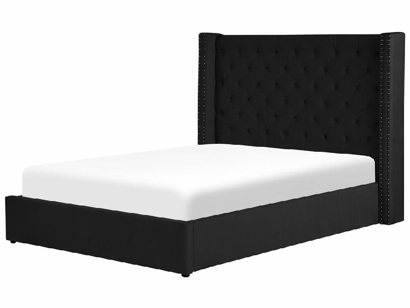 Manželská posteľ 160 cm Lubbka (čierna) (s roštom) (s úl. priestorom)
