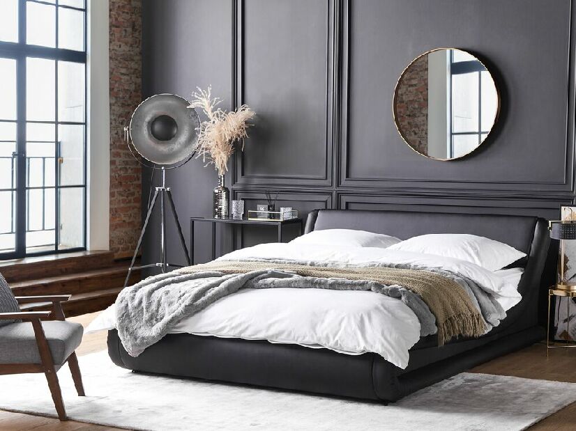 Manželská posteľ 160 cm AVENUE (s roštom) (čierna)
