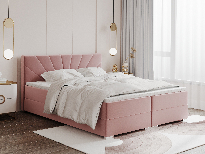 Manželská postel Mirdia 180 cm (svetloružová) (s taštičkovými pružinami a úl. priestorom) *výpredaj