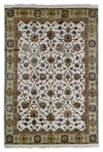 Ručne viazaný koberec Bakero Jaipur prírodný hodváb Nk-107 Ivory-Gold