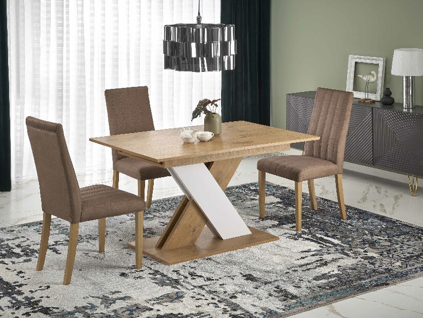 Rozkladací jedálenský stôl 130-175 cm Xary (dub lancelot + biela) (pre 4 6 osôb)