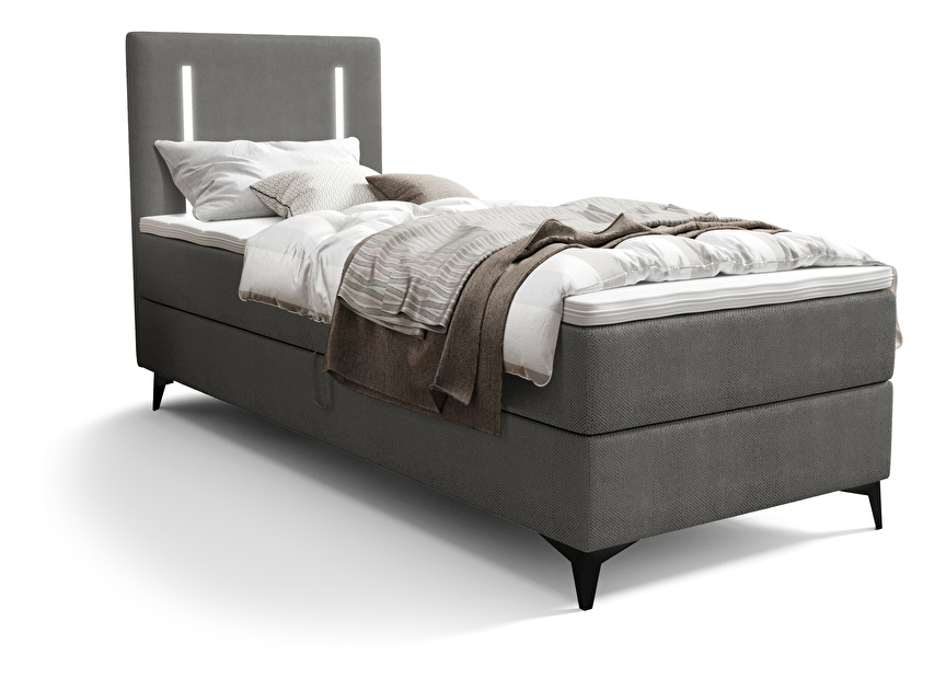 Jednolôžková posteľ 80 cm Ortega Bonell (tmavosivá) (s roštom, bez úl. priestoru) (s LED osvetlením)