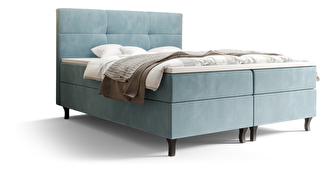 Manželská posteľ  Boxspring 140 cm Lumba (sivomodrá) (s matracom a úložným priestorom)