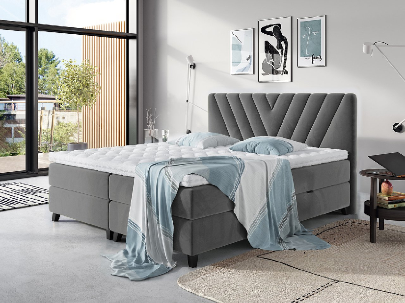 Kontinentálna posteľ 160 cm Ankara (sivá) *výpredaj