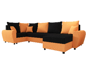 Rohová sedacia súprava Fleur Long (oranžová + čierna) (L)