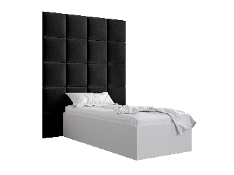 Jednolôžková posteľ s čalúneným čelom 90 cm Brittany 3 (biela matná + čierna) (s roštom)