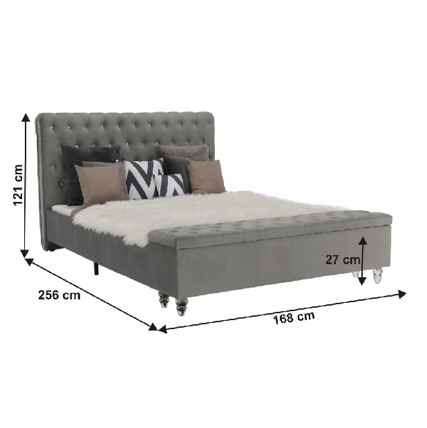 Manželská posteľ 160 cm Angi (sivá) (s roštom)