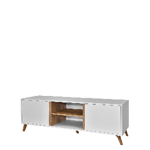 TV stolík + skrinka Mirjan Barbara Mirjan 150 WL05 (biela + biela + dub craft zlatý)