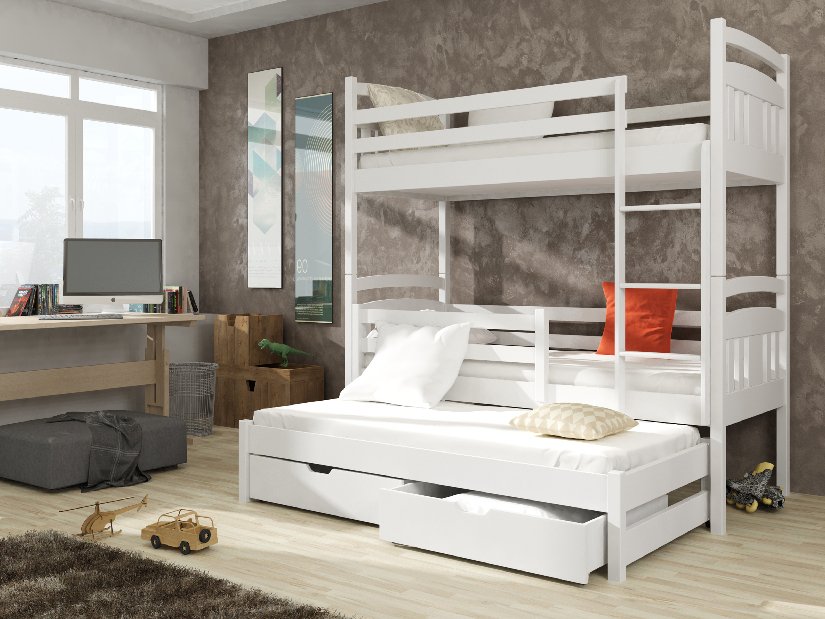 Detská posteľ 90 x 200 cm IVA (s roštom a úl. priestorom) (biela)
