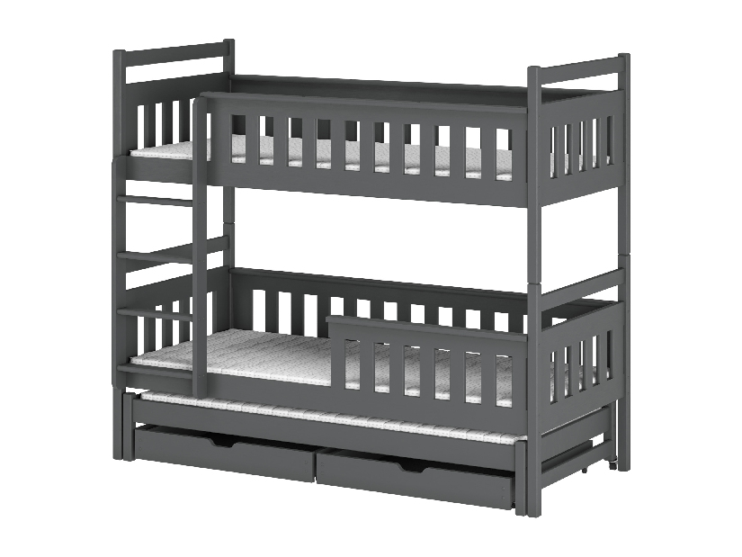 Detská posteľ 90 x 190 cm KARLA (s roštom a úl. priestorom) (grafit)