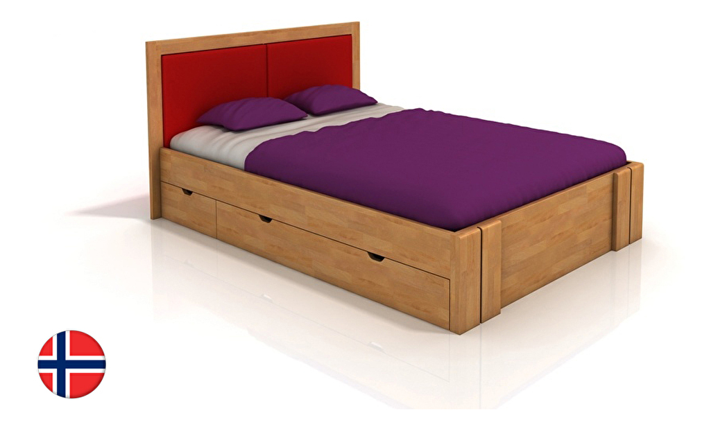 Manželská posteľ 200 cm Naturlig Manglerud High Drawers (buk)
