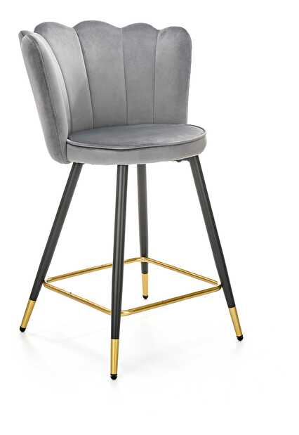Barová stolička Helaine (sivá + čierna + zlatá)