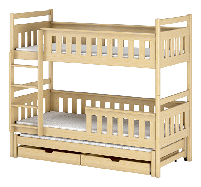 Detská posteľ 90 x 190 cm KARLA (s roštom a úl. priestorom) (borovica)