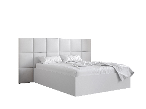 Manželská posteľ s čalúneným čelom 160 cm Brittany 4 (biela matná + biela) (s roštom)