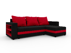 Rohová sedačka Simpney (čierna + červená) (P)