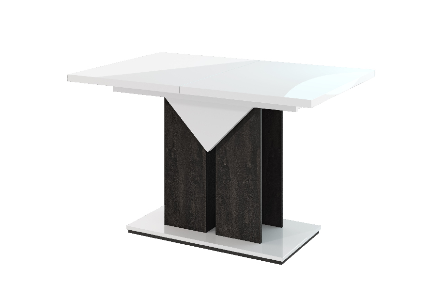 Jedálenský stôl Tarni (lesk biely + tmavosivá) (pre 4 až 6 osôb)