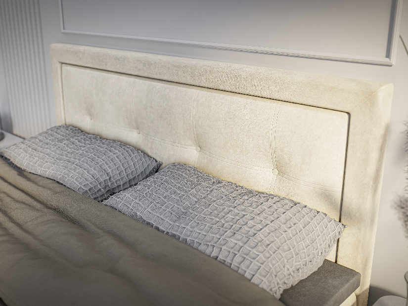 Kontinentálna posteľ 180 cm Veronica (krémová) (s matracom a úl. priestorom)