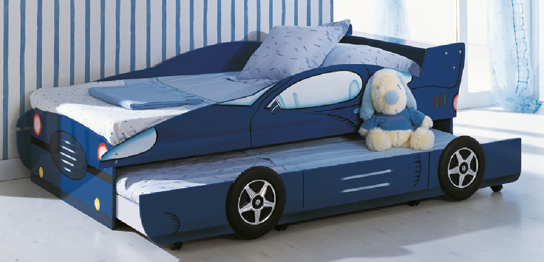 Detská posteľ 90 cm Jacek modrá (s roštom)