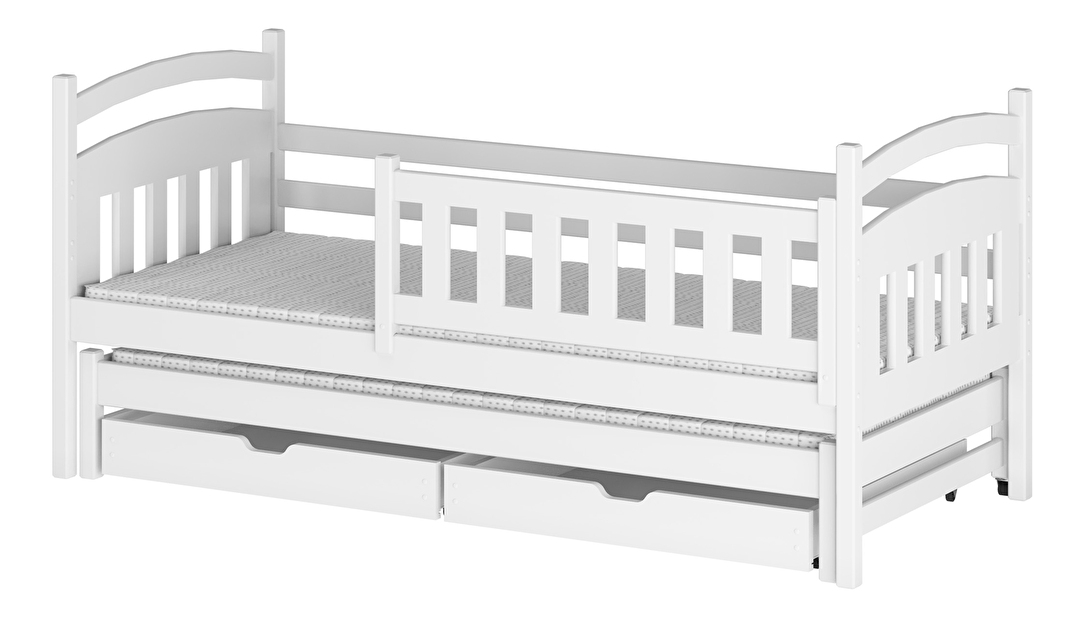 Detská posteľ 80 x 180 cm GLYNDA (s roštom a úl. priestorom) (biela)