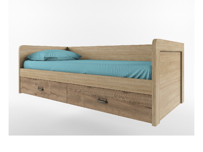 Jednolôžková posteľ 90 cm Danica (madura + dub wellington) (s roštom)
