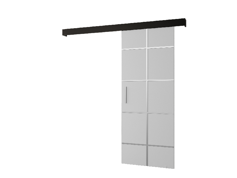 Posuvné dvere 90 cm Sharlene III (biela matná + čierna matná + strieborná)
