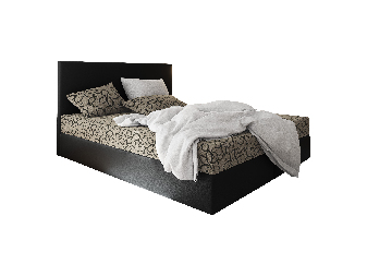 Manželská posteľ  Boxspring 140 cm Lilac (vzor + čierna) (s matracom a úložným priestorom)