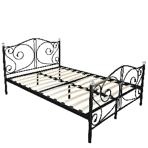 Kovová posteľ s kryštálmi Drystan (čierna) (160x200)