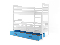 Poschodová posteľ 80 x 190 cm Eril B (biela + modrá) (s roštami, matracmi a úl. priestorom)
