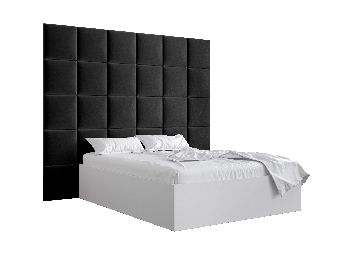 Manželská posteľ s čalúneným čelom 160 cm Brittany 3 (biela matná + čierna) (s roštom)