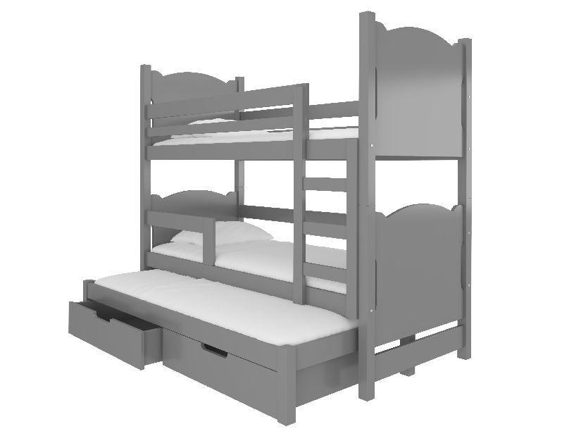 Poschodová detská posteľ 180x75 cm Lukrécia (s roštom a matracom) (sivá)