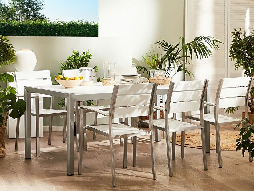 Záhradný jedálenský stôl VERO (pre 6 osôb) (biela)